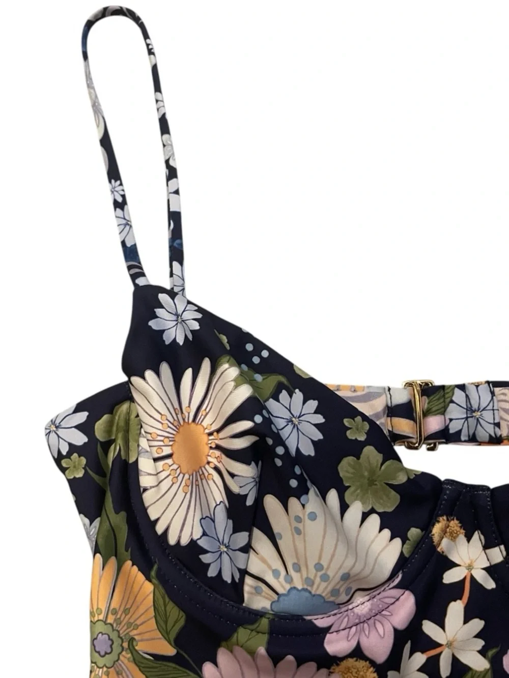 AGUA BENDITA Petra La Boheme Open Back Floral One-Piece Swimsuit NWT Size Large